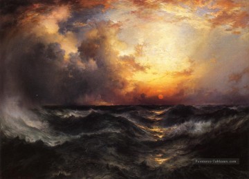  Moran Peintre - Coucher de soleil au milieu de l’océan paysage marin Thomas Moran